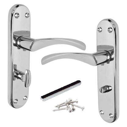 Marketplace JPG companion for London Astrid Twist Door Handle Polished Chrome on Backplate Bathroom Lock Handles - 179mm X 40mm