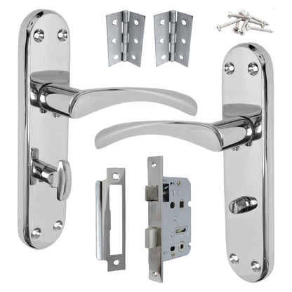 Marketplace JPG companion for London Astrid Twist Door Handle Polished Chrome Bathroom Handles with Lock Hinges - 179mm X 40mm
