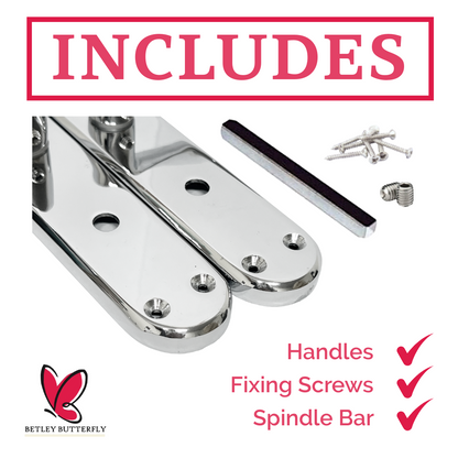 London Astrid Twist Door Handle Polished Chrome Bathroom Handles with Lock