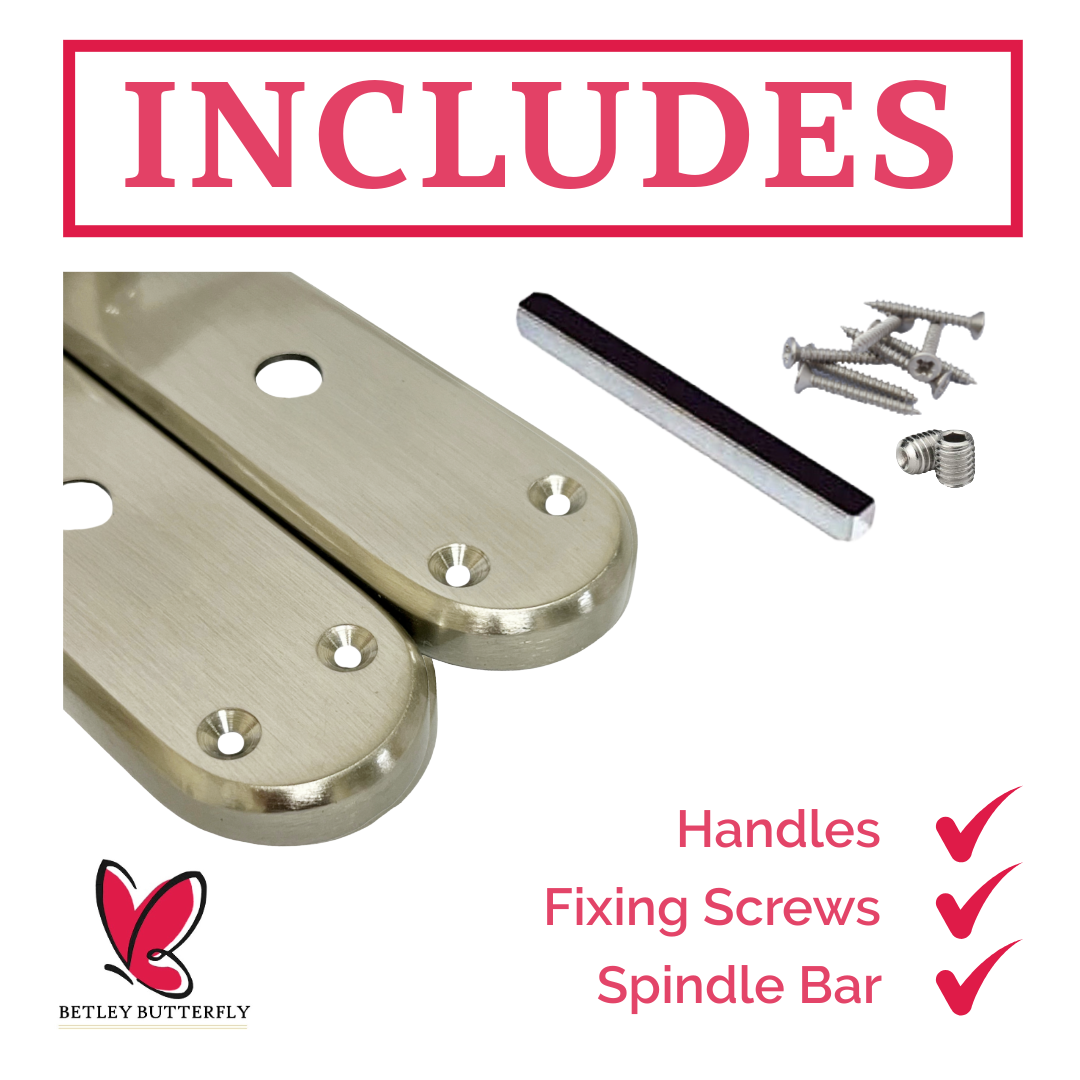 London Astrid Twist Door Handle Satin Nickel Bathroom Handles with Lock Hinges