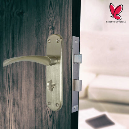 Marketplace JPG companion for London Astrid Twist Door Handle Satin Nickel Bathroom Handles with Lock Hinges - 179mm X 40mm