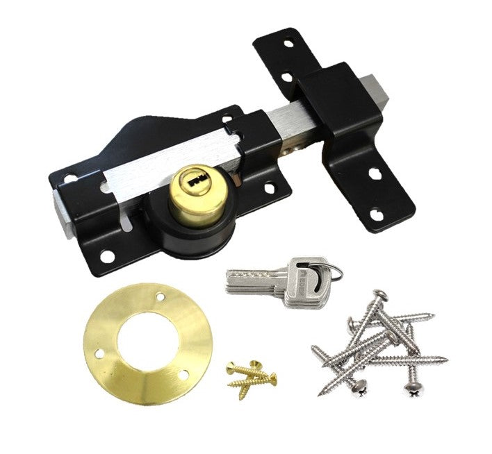 SECURITY 50 /70mm DOUBLE Long Throw Bolt Gate Lock Garage Shed 5 Keys AND HANDLE