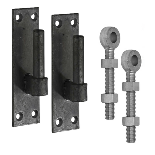 Paire de supports à goupille de 16 mm et 16 boulons à œil réglables de 150 mm galvanisés