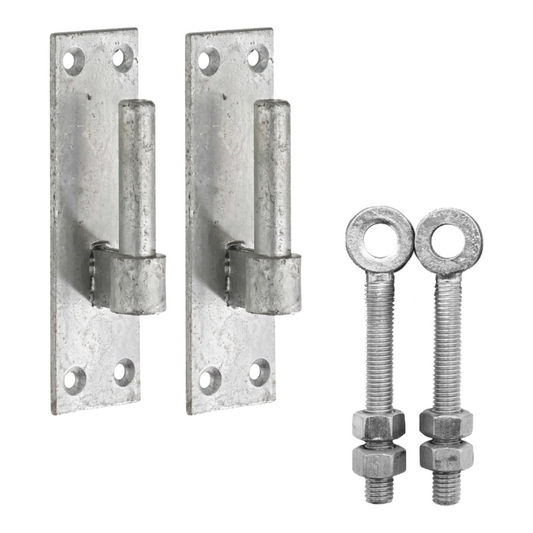 Paire de supports à goupille de 16 mm et 16 boulons à œil réglables de 100 mm galvanisés