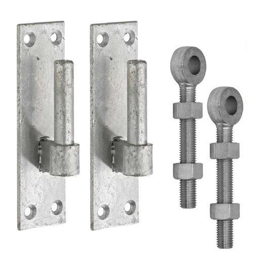 Paire de supports à goupille de 16 mm et 16 boulons à œil réglables de 150 mm galvanisés
