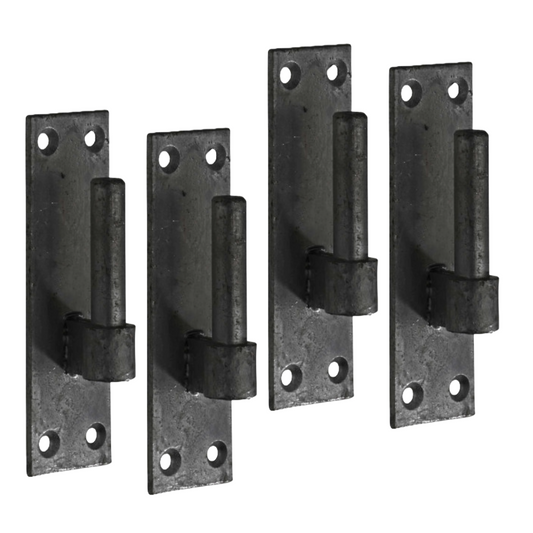 Crochets de portail robustes (2 paires) pour supports de charnière de portail à bande, goupille de 16 mm, noir