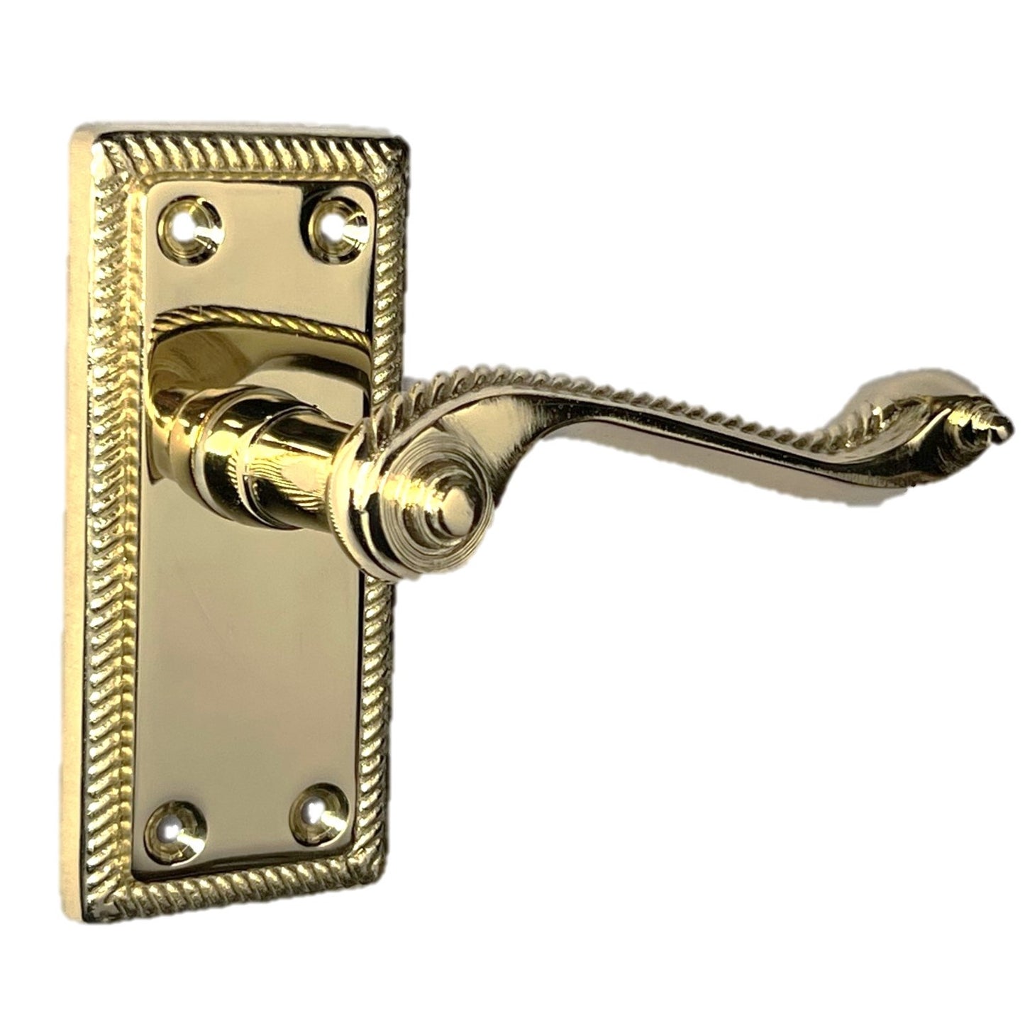 Poignées de porte à loquet de style géorgien en laiton, paire de charnières et loquets de 7,6 cm (3 po)