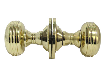 Door Knobs Reeded Heavy Duty Mortice Knob - Polished Brass 64mm
