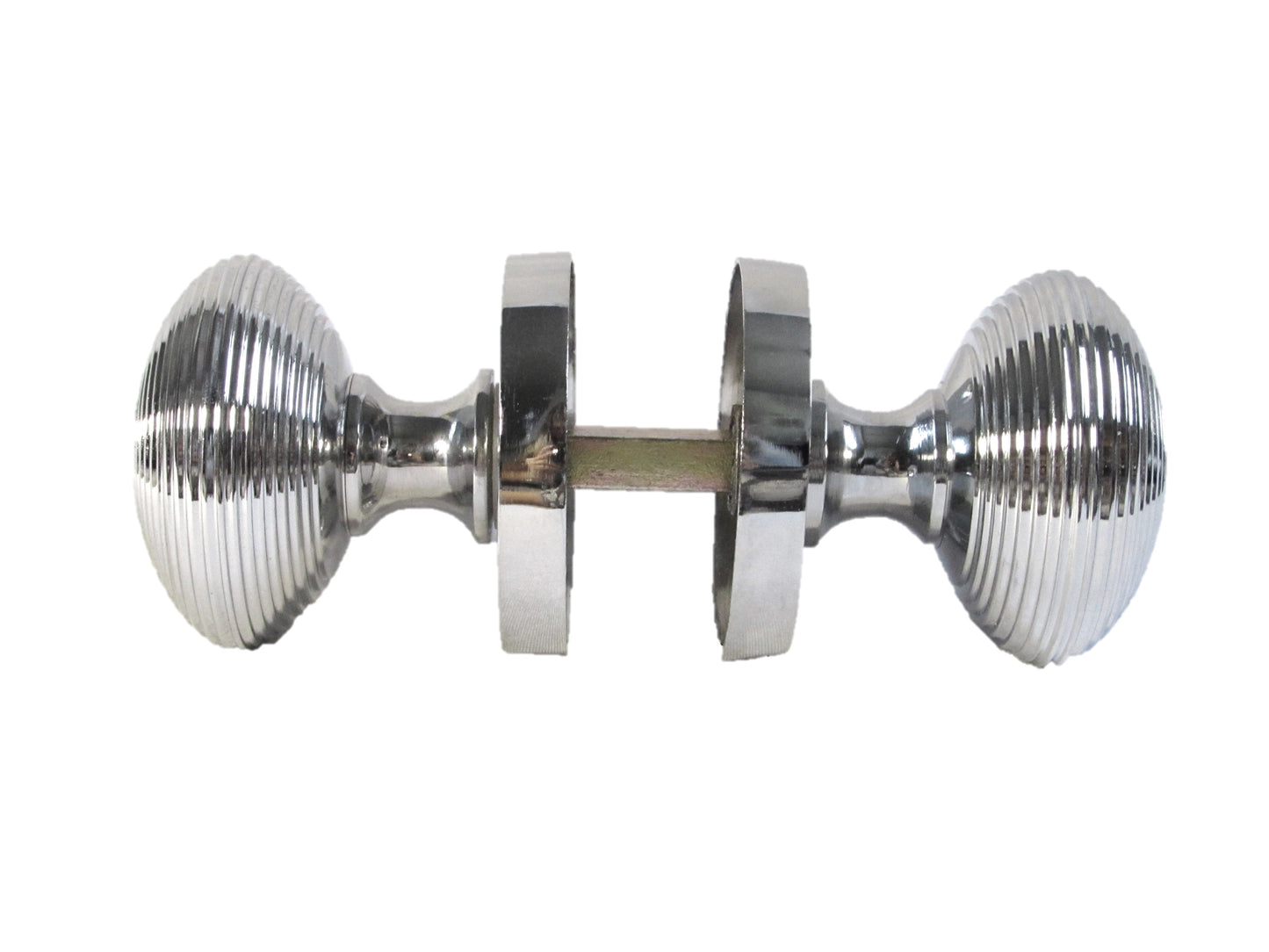 Boutons de porte ronds cannelés à mortaise - Chrome poli 56 mm
