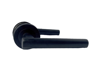 Poignées de porte à levier en T noir mat sur rosace ronde, pack de poignées modernes