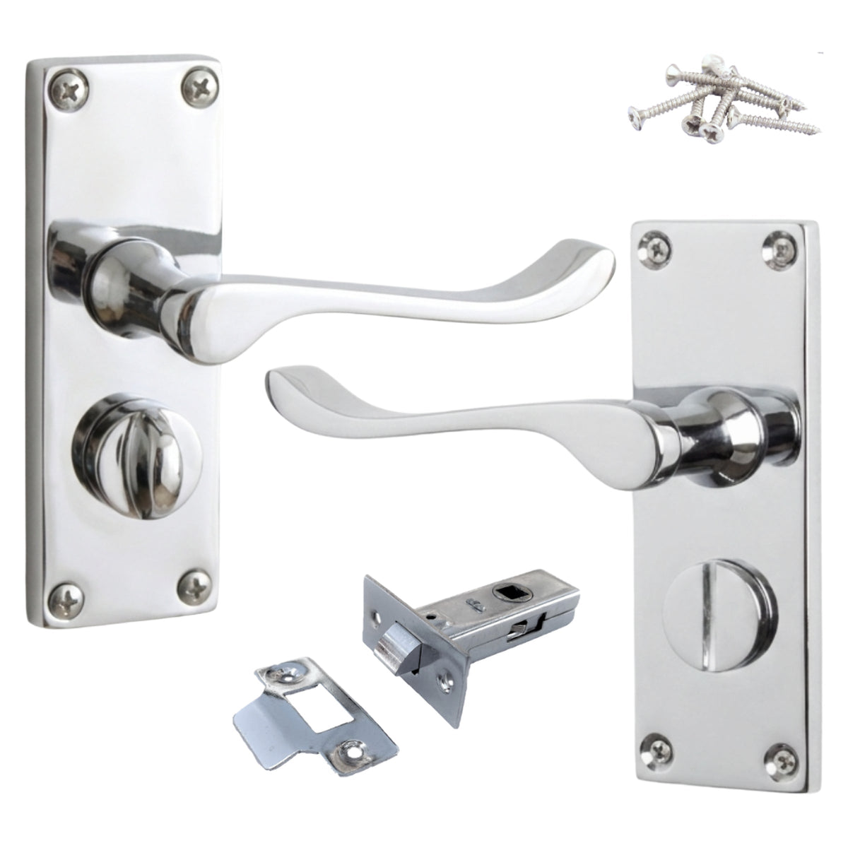 Marketplace JPG companion for Door Handles Scroll Bathroom WC Privacy Lock - Chrome 118 X 40mm Latch