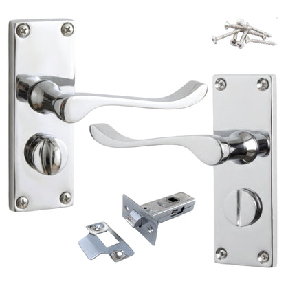 Marketplace JPG companion for Door Handles Scroll Bathroom WC Privacy Lock - Chrome 118 X 40mm Latch