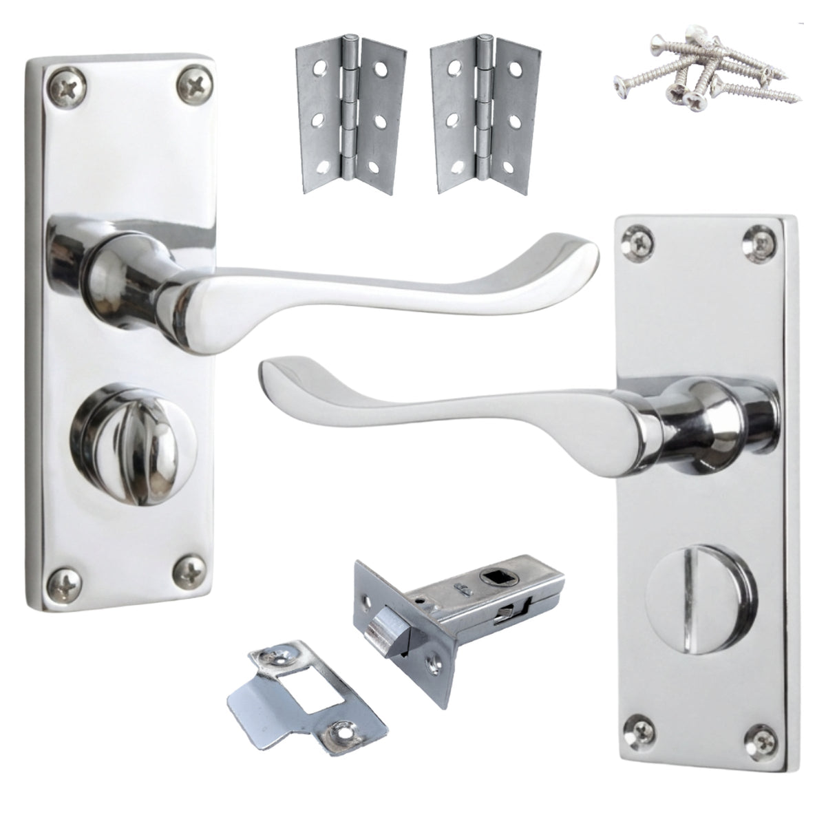 Marketplace JPG companion for Door Handles Scroll Bathroom WC Privacy Lock - Chrome 118 X 40mm Latch Pack