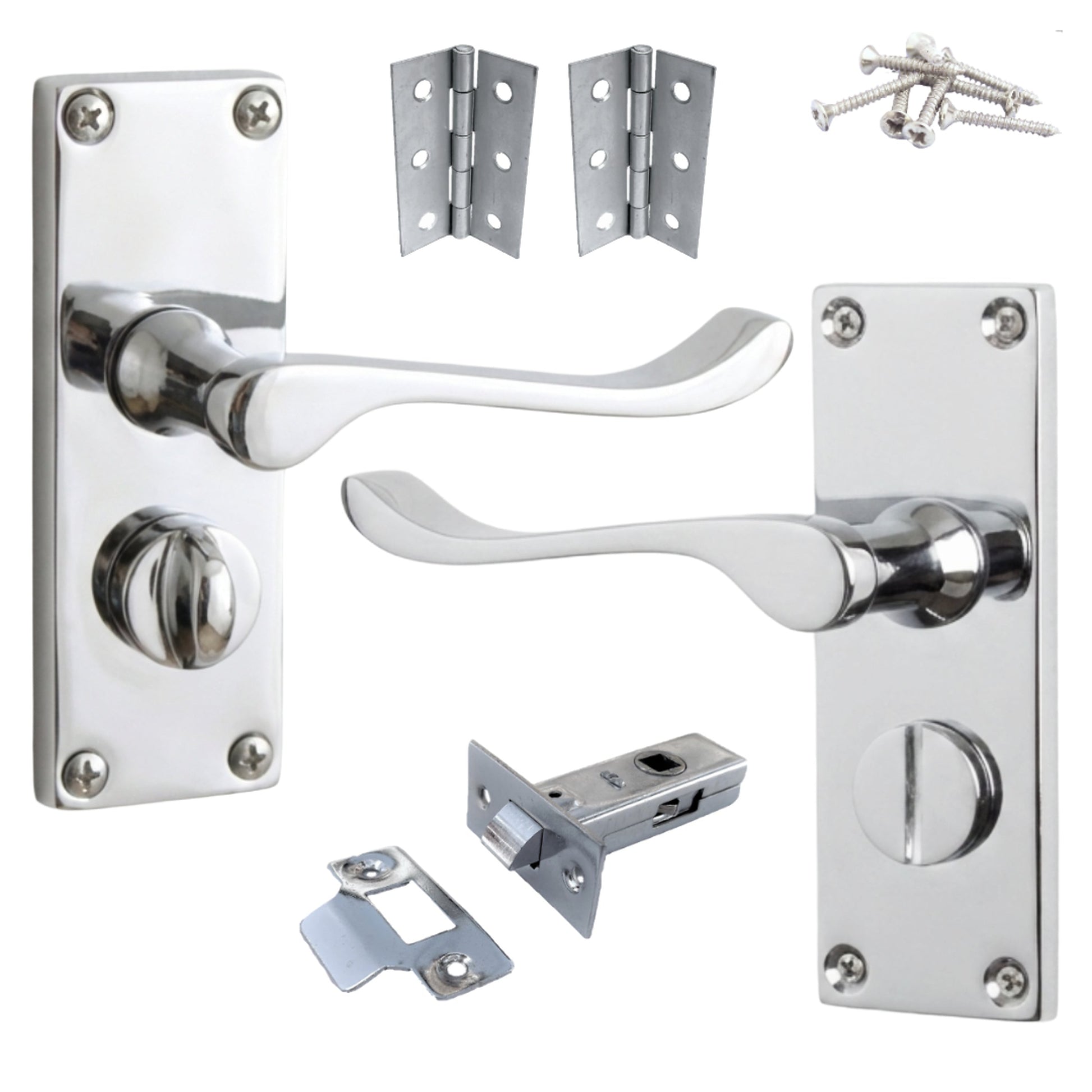 Marketplace JPG companion for Door Handles Scroll Bathroom WC Privacy Lock - Chrome 118 X 40mm Latch Pack