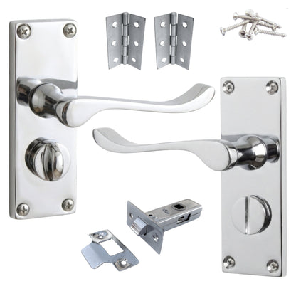Marketplace JPG companion for Door Handles Scroll Bathroom WC Privacy Lock - Chrome 118 X 40mm Latch Pack