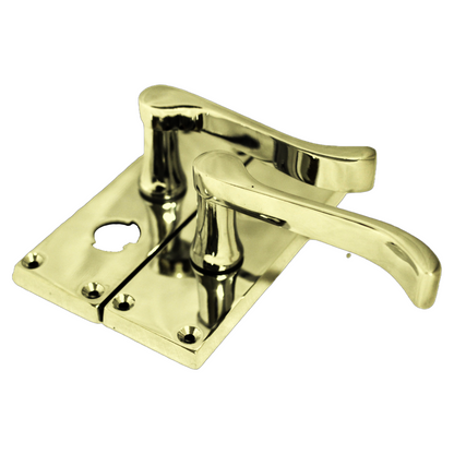 Poignées de porte à volutes pour salle de bain, WC, serrure de confidentialité - Laiton 118 x 40 mm