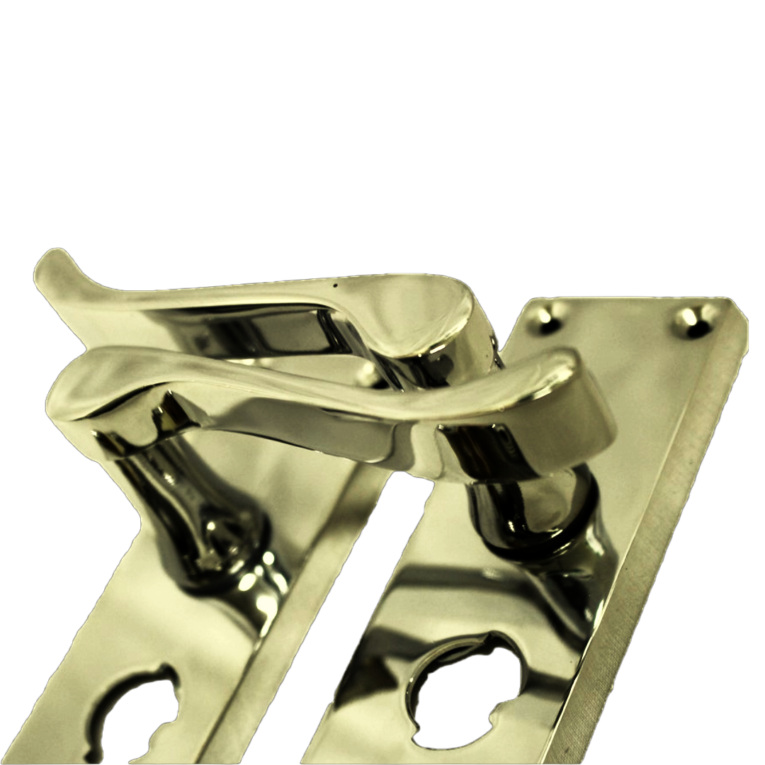 Door Handles Scroll Bathroom WC Privacy Lock - Brass 118 x 40mm Latch Pack