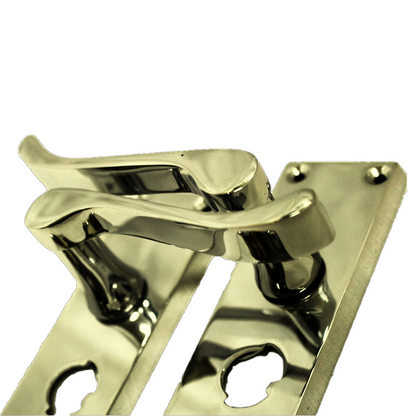 Door Handles Scroll Bathroom WC Privacy Lock - Brass 118 x 40mm Latch Pack