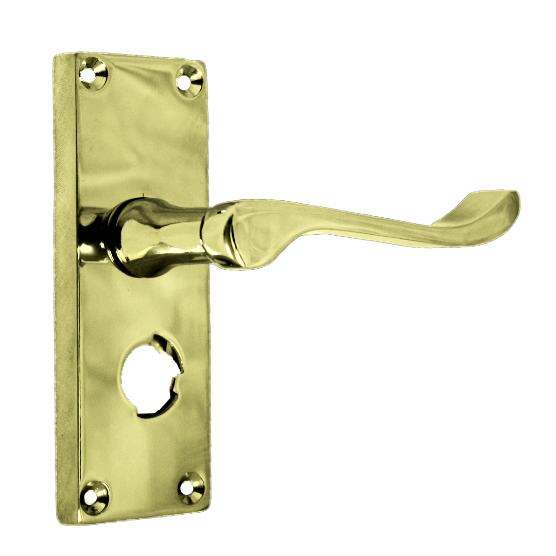 Door Handles Scroll Bathroom WC Privacy Lock - Brass 118 x 40mm Latch Pack