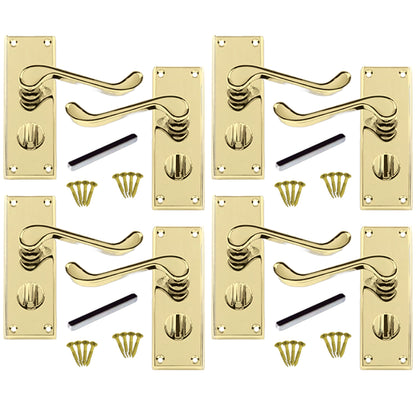 Marketplace JPG companion for Multipack Door Handles Victorian Scroll Lever Privacy Bath Lock - Brass 1/4/6 Pairs - 100mm