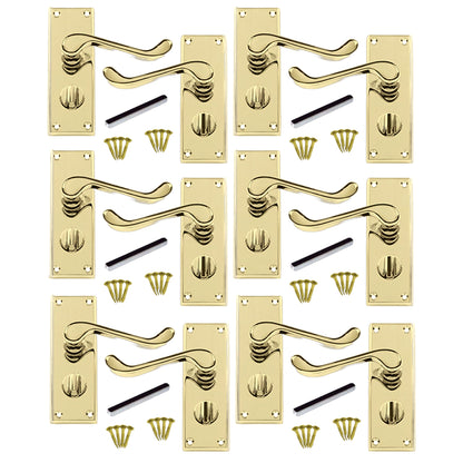 Marketplace JPG companion for Multipack Door Handles Victorian Scroll Lever Privacy Bath Lock - Brass 1/4/6 Pairs - 100mm