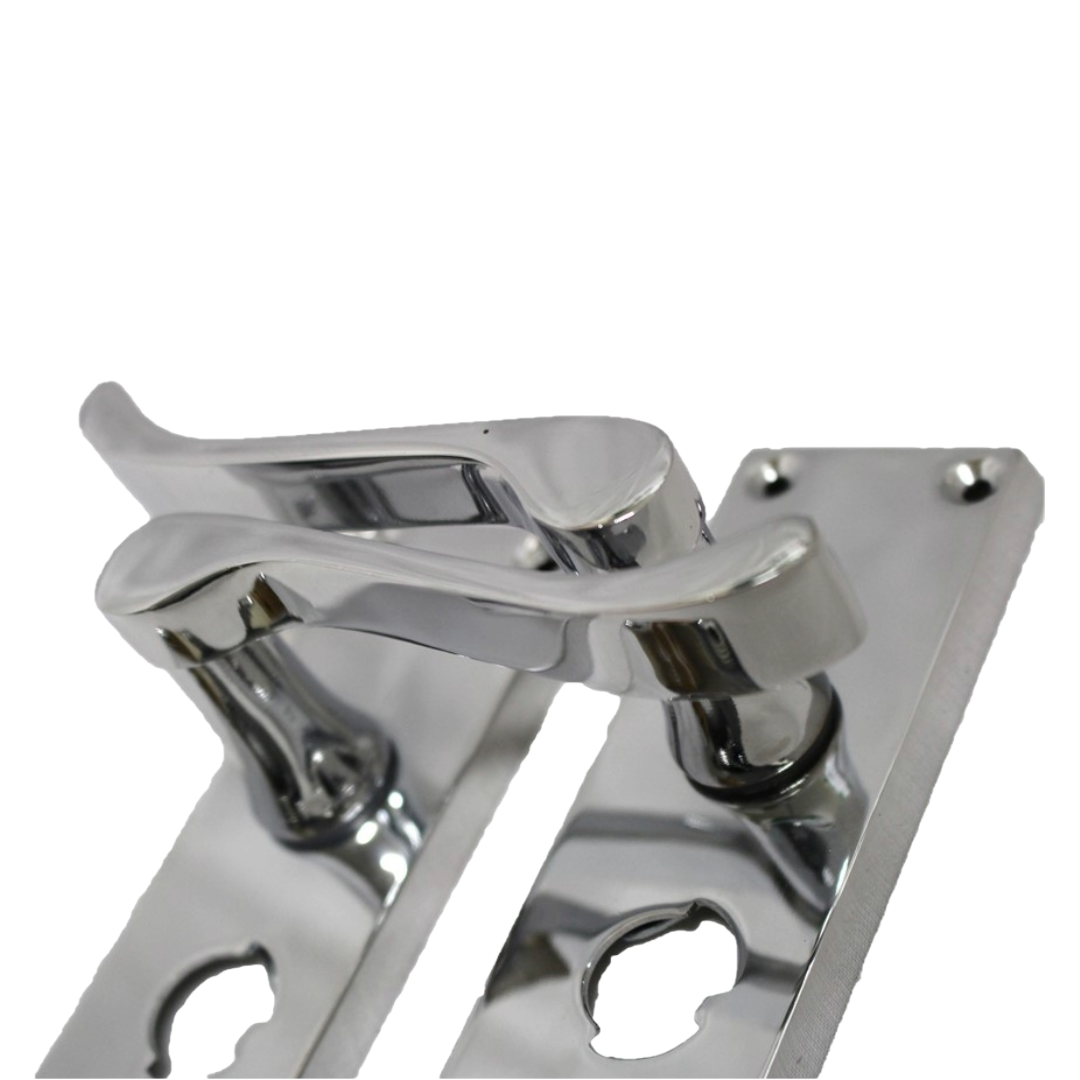 Poignées de porte à volutes pour salle de bain, WC, serrure de confidentialité - Loquet chromé 118 x 40 mm