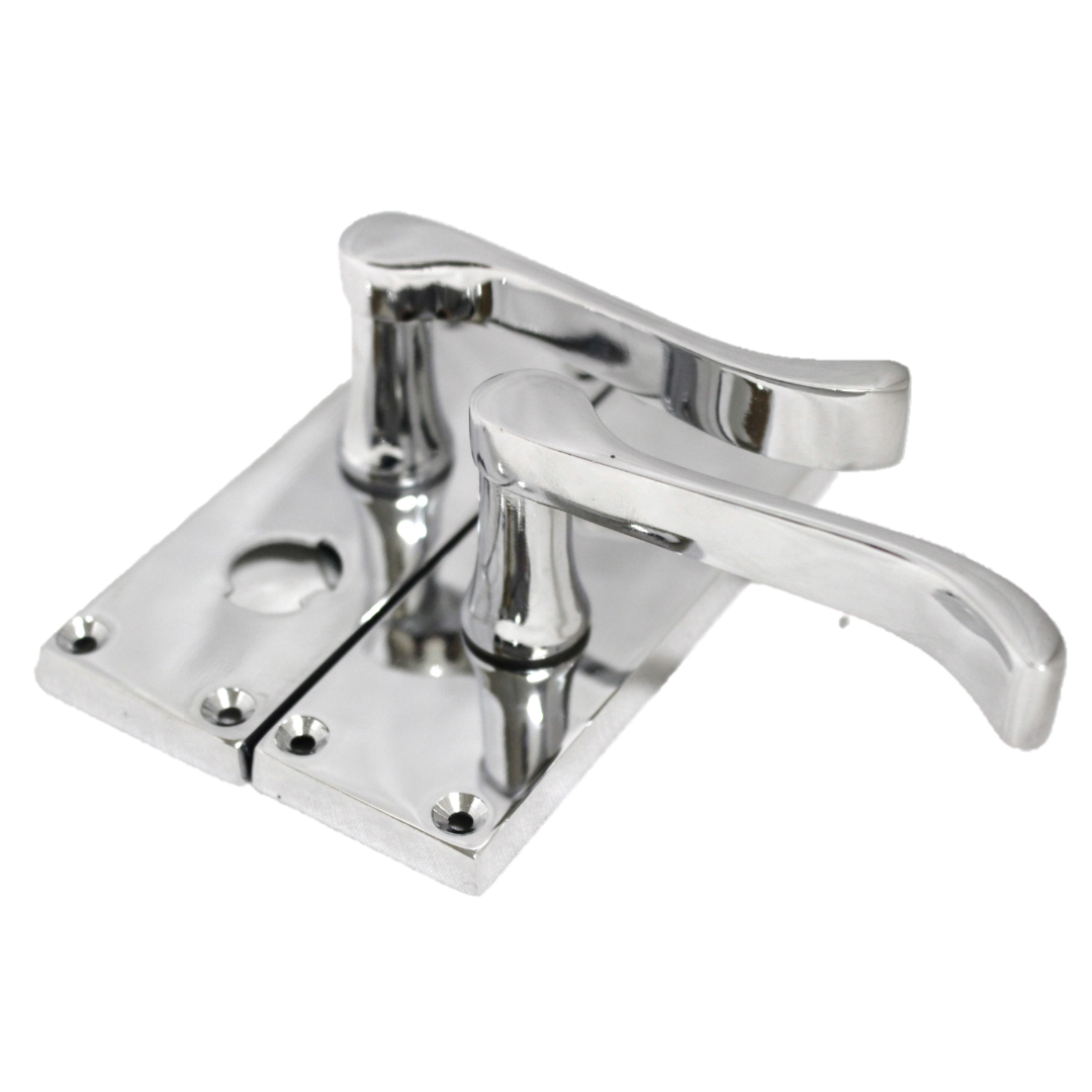 Poignées de porte à volutes pour salle de bain, WC, serrure de confidentialité - Loquet chromé 118 x 40 mm