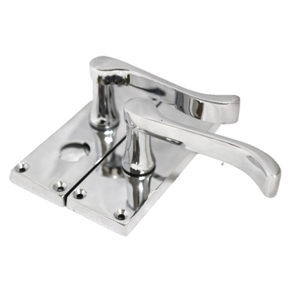 Poignées de porte à volutes pour salle de bain, WC, serrure de confidentialité - Loquet chromé 118 x 40 mm