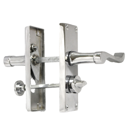 Poignées de porte à volutes pour salle de bain, WC, serrure de confidentialité - Loquet chromé 118 x 40 mm