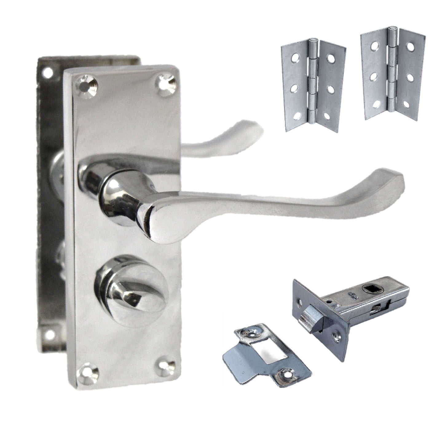 Marketplace JPG companion for Door Handles Scroll Bathroom WC Privacy Lock - Chrome 118 X 40mm Latch Pack