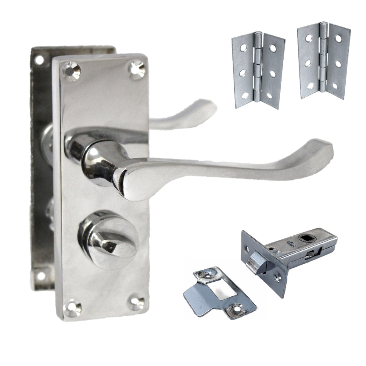 Marketplace JPG companion for Door Handles Scroll Bathroom WC Privacy Lock - Chrome 118 X 40mm Latch Pack