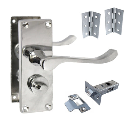 Marketplace JPG companion for Door Handles Scroll Bathroom WC Privacy Lock - Chrome 118 X 40mm Latch Pack