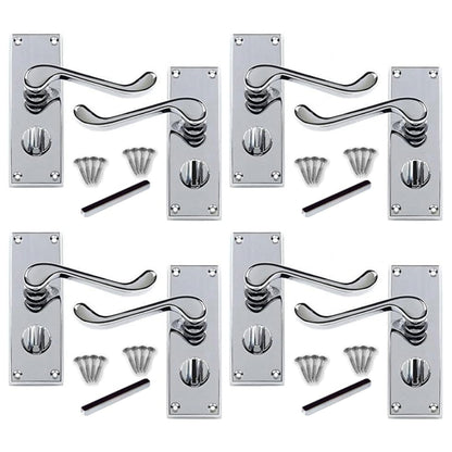 Marketplace JPG companion for Multipack Door Handles Victorian Scroll Lever Privacy Bath Lock - Chrome 1/4/6 Pairs - 118mm X 40mm