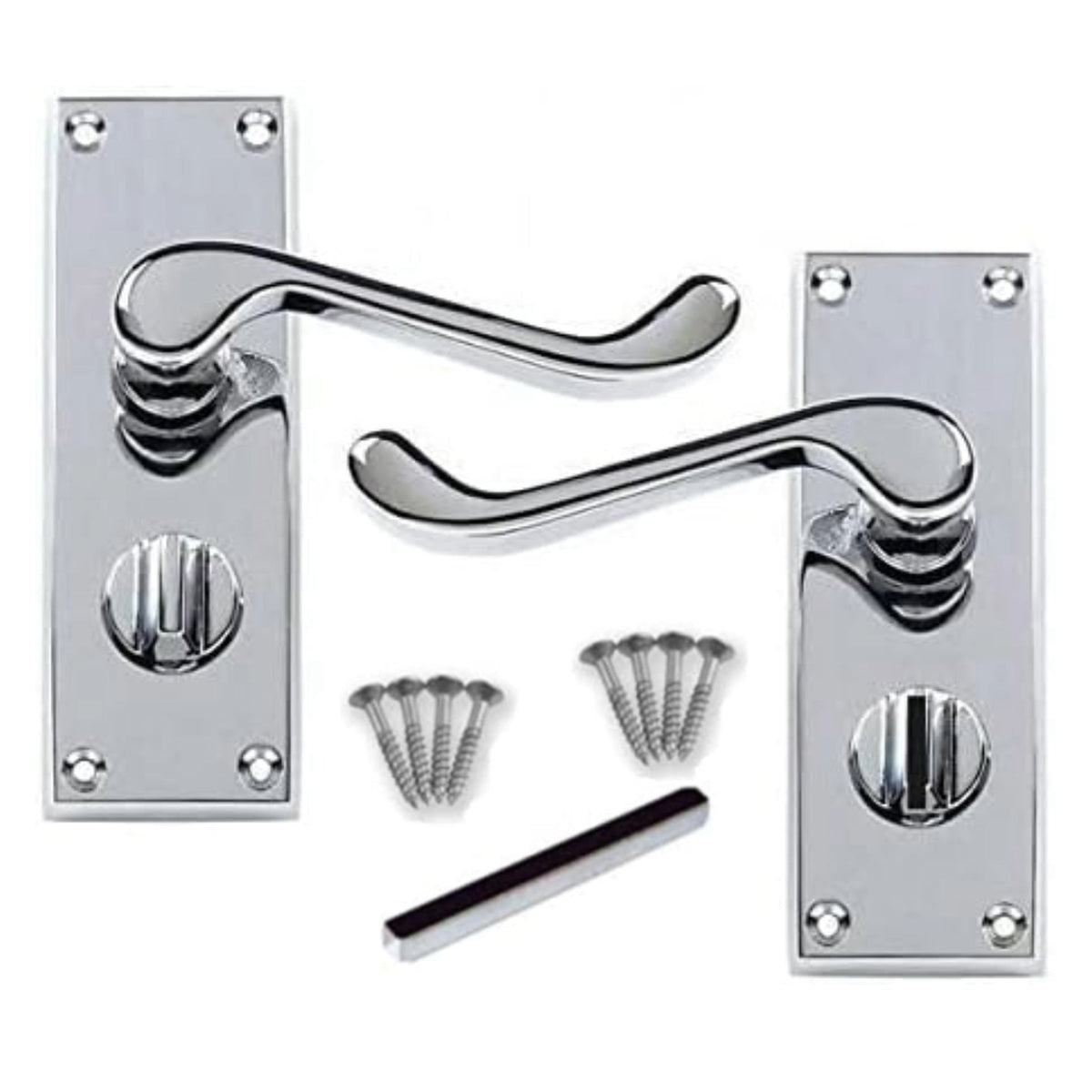 Marketplace JPG companion for Multipack Door Handles Victorian Scroll Lever Privacy Bath Lock - Chrome 1/4/6 Pairs - 118mm X 40mm