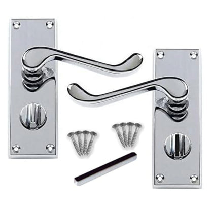 Marketplace JPG companion for Multipack Door Handles Victorian Scroll Lever Privacy Bath Lock - Chrome 1/4/6 Pairs - 118mm X 40mm