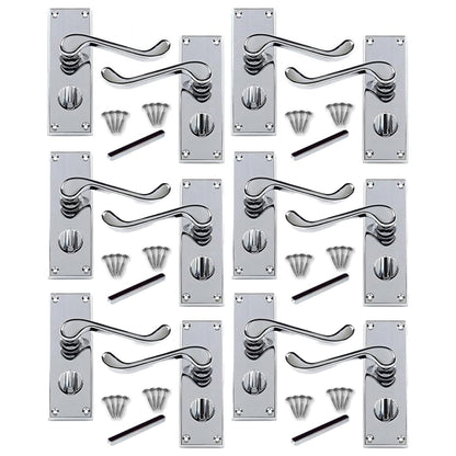 Marketplace JPG companion for Multipack Door Handles Victorian Scroll Lever Privacy Bath Lock - Chrome 1/4/6 Pairs - 118mm X 40mm