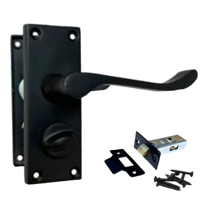 Poignées de porte à levier à défilement avec serrure de confidentialité - Noir mat 150 x 40 mm