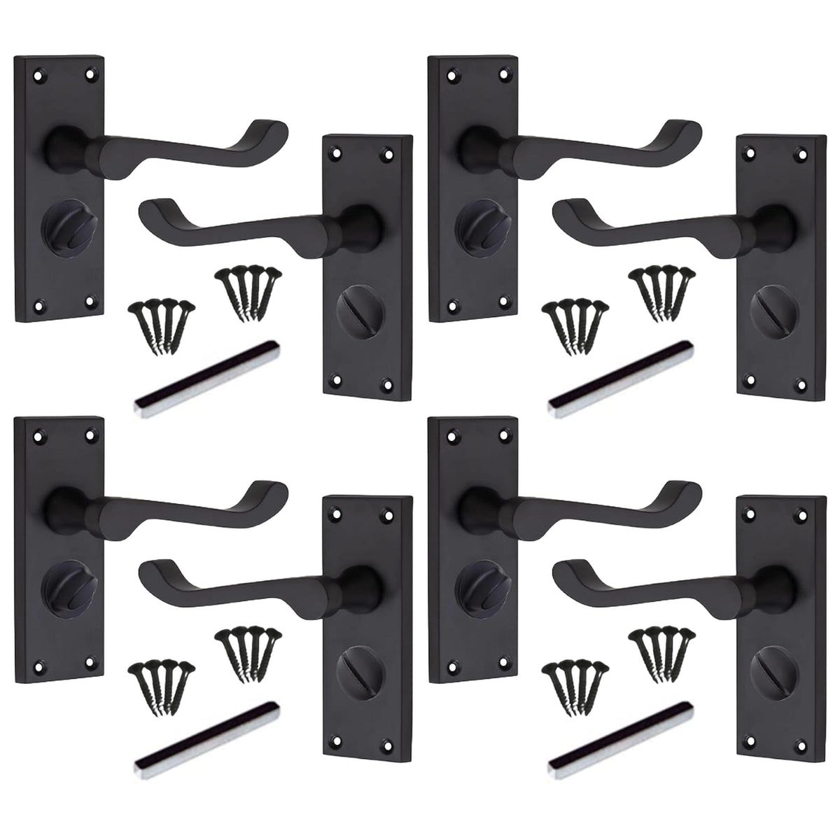 Marketplace JPG companion for Multipack Door Handles Victorian Scroll Lever Privacy Bath Lock - Matt Black 1/4/6 Pairs - 120mm