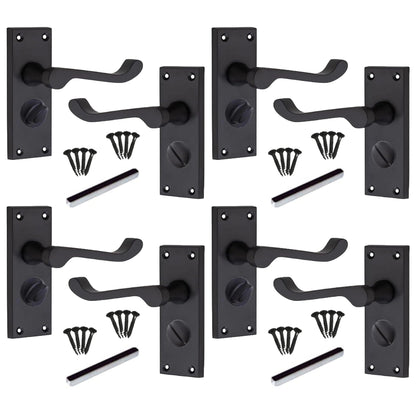 Marketplace JPG companion for Multipack Door Handles Victorian Scroll Lever Privacy Bath Lock - Matt Black 1/4/6 Pairs - 120mm