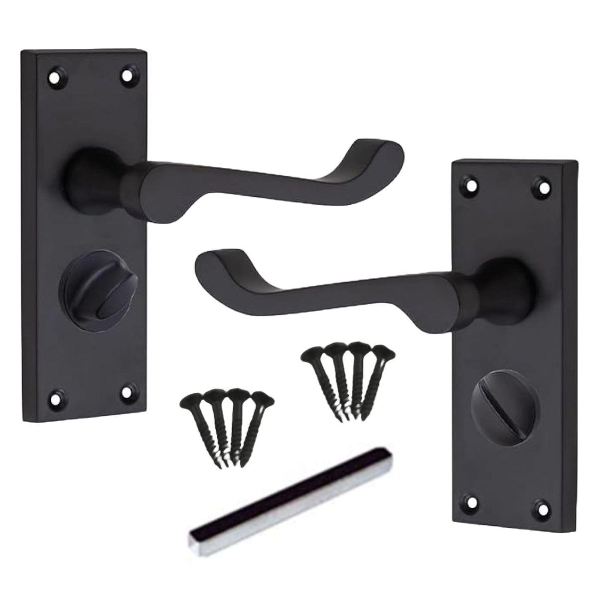 Marketplace JPG companion for Multipack Door Handles Victorian Scroll Lever Privacy Bath Lock - Matt Black 1/4/6 Pairs - 120mm