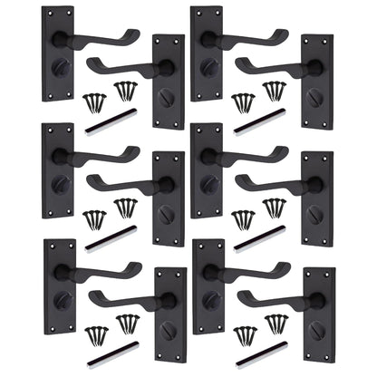 Marketplace JPG companion for Multipack Door Handles Victorian Scroll Lever Privacy Bath Lock - Matt Black 1/4/6 Pairs - 120mm