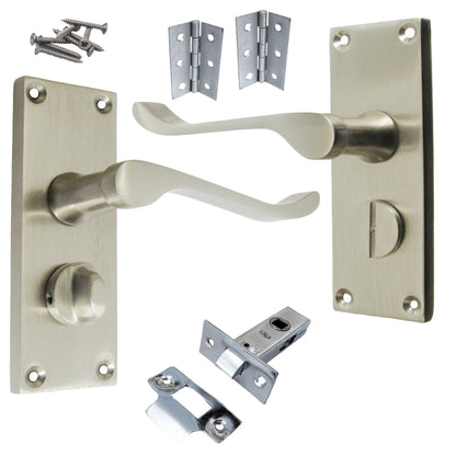 Marketplace JPG companion for Door Handles Scroll Bathroom WC Privacy Lock - Satin 118 X 40mm Latch Pack