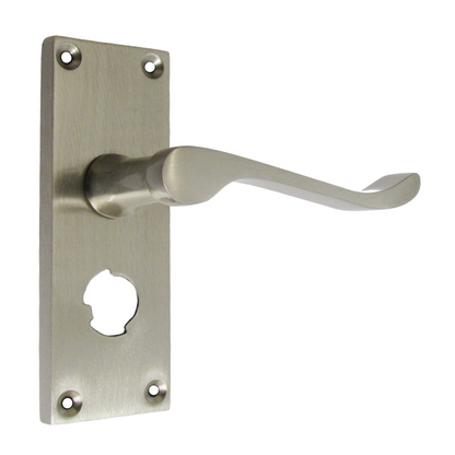Poignées de porte à volutes pour salle de bain, WC, serrure de confidentialité - Satin 118 x 40 mm