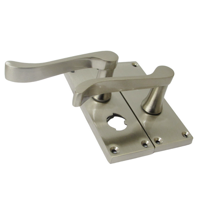 Poignées de porte à volutes pour salle de bain, WC, serrure de confidentialité - Pack de loquets satinés 118 x 40 mm
