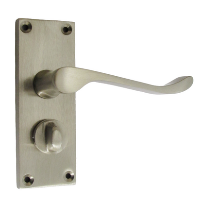 Poignées de porte à volutes pour salle de bain, WC, serrure de confidentialité - Satin 118 x 40 mm