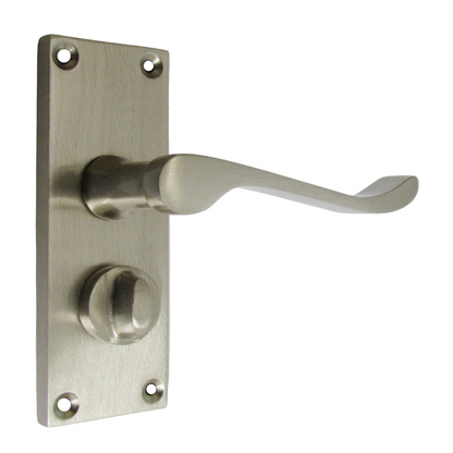 Poignées de porte à volutes pour salle de bain, WC, serrure de confidentialité - Satin 118 x 40 mm