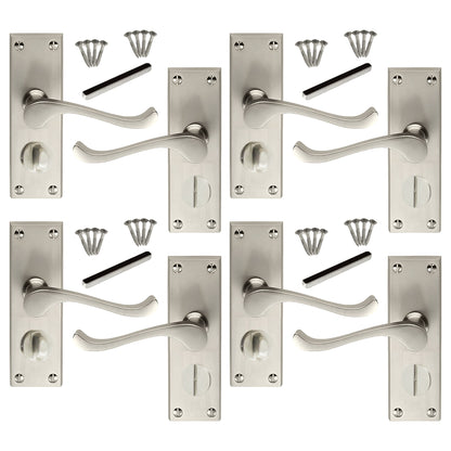 Marketplace JPG companion for Multipack Door Handles Victorian Scroll Lever Privacy Bath Lock - Satin 1/4/6 Pairs - 118mm X 40mm
