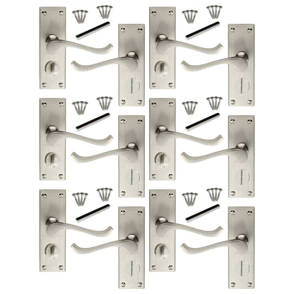 Marketplace JPG companion for Multipack Door Handles Victorian Scroll Lever Privacy Bath Lock - Satin 1/4/6 Pairs - 118mm X 40mm