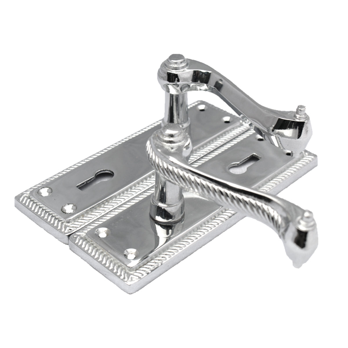 Marketplace JPG companion for Georgian Roped Door Handle Chrome, Lock Door Handles Lever Lock Set Hinges Pack - 3"