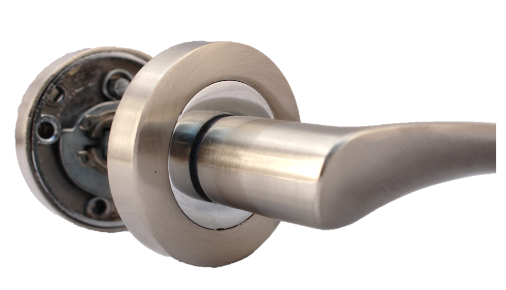 MODERN SATIN NICKLE & CHROME DUAL DOOR HANDLE Rose aztec and Astrid style